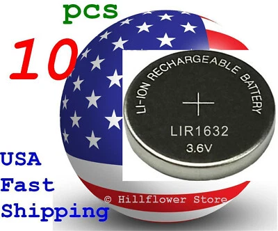 10 piece LIR1632 1632 Bulk 3.6V Rechargeable Heavy Duty Lithium Battery - Image 1 of 4