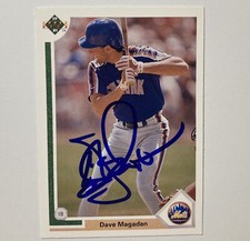 DAVE MAGADAN SIGNED AUTOGRAPHED 1991 UPPER DECK BASEBALL CARD NEW YORK METS