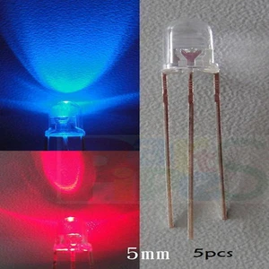 100 piezas, cátodo común de 5 mm rojo/azul alarma de 3 pines LED, RB5L zt - Imagen 1 de 3