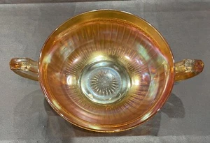 Imperial Glass 2 Handled Optic & Buttons Marigold Carnival Glass Bowl - Picture 1 of 3