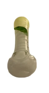 Fancy Fumed Glass Spoon Pipe | Snow White | W/ A Leaf | 4.5" - Picture 1 of 3