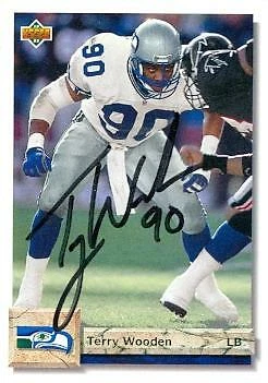 Terry Wooden autographed Football Card (Seattle Seahawks) 1992 Upper Deck #58 - Image 1 of 1