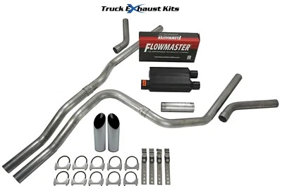 Chevy Tahoe 00-06 2.5" Dual Exhaust Kit C Exit Flowmaster Super 44 SW Tip Foto 1 de 4