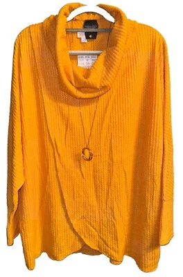 NWT Lularoe Large Solid Gold Cowl Neck Brushed Waffle Knit Kristen Sweater - Image 1 of 4
