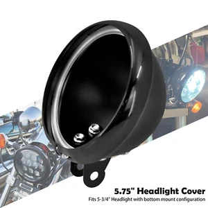 5.75" Black Headlight Cover Housing Holder Bucket Fit For Sportster Softail Dyna - Picture 1 of 16