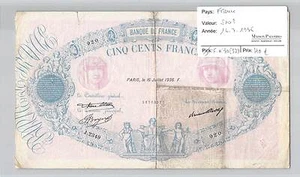BILLET 500 FRANCS BLEU ET ROSE - 16-7-1936* - Picture 1 of 1