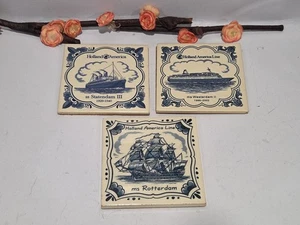 3 Vintage Holland America ms Rotterdam ms Westerdam II ss Statendam III Fliesenuntersetzer - Bild 1 von 5