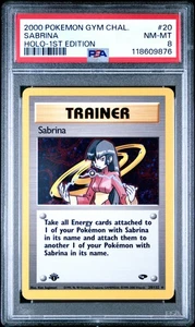 Pokemon 2000 Sfida Palestra #20 Sabrina Holo 1° Edizione PSA 8 NM-MT - Foto 1 di 2