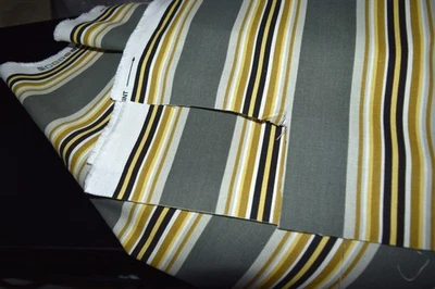 Vtg Mill Creek Fabric screen print Teflon 3 yards W-56" stripes  (-4in x 7in) - Image 1 of 3