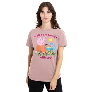 Peppa Pig - Mummy Pig Evie Walks With You Womens T-Shirt S-2XL, Powder Rose - Picture 1 of 6