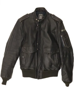 HEIN GERICKE Herren Military Lederjacke EU 48 Medium Schwarz Leder PF01 - Bild 1 von 5