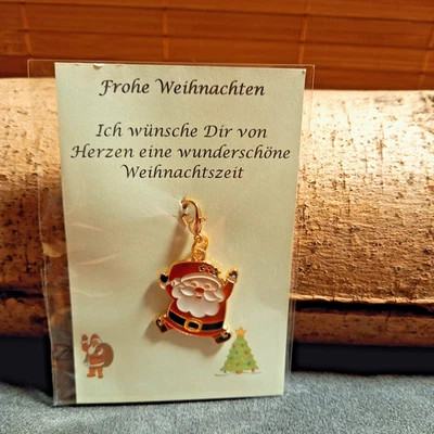 Weihnachtlicher Emaille Anhänger Weihnachtsmann Charm Bettelarmband Tasche - Bild 1 von 2