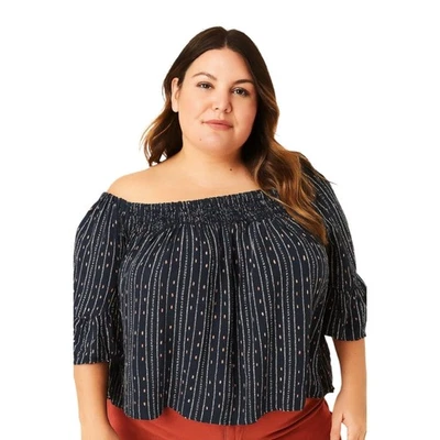 Cameo off shoulder ruffle sleeve blouse 2x Blue Dia &co - Image 1 of 4