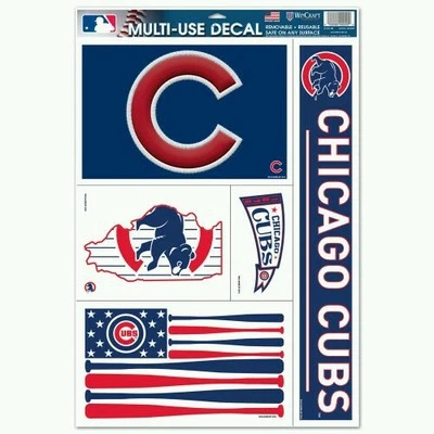 CHICAGO CUBS MULTI-USE DECALS 5 DECALS PER SHEET 11"X17" PERFECT FOR WINDOWS - Image 1 of 2