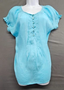 Bit & Bridel Women's Blue Blouse Shear size Medium cap sleeves - Picture 1 of 10