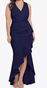 Betsy & Adam Long Crepe V-Neck Long Dress Navy Women’s SZ 4,NEW…. - Picture 1 of 5