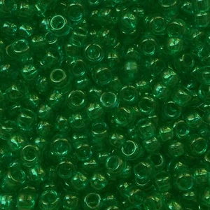 Pony Beads Green Transparent Large Hole Beads Made in USA - Picture 1 of 2