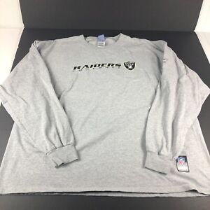 Y2K Reebok Raiders Football NFL Shirt Adult Extra Extra Large Grey Long Sleeve