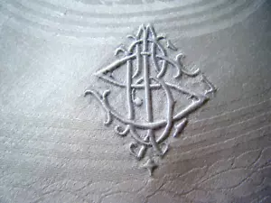Antique Napkins 10 authentic Irish linen damask white "BIS" Mono deco style 24" - Picture 1 of 8