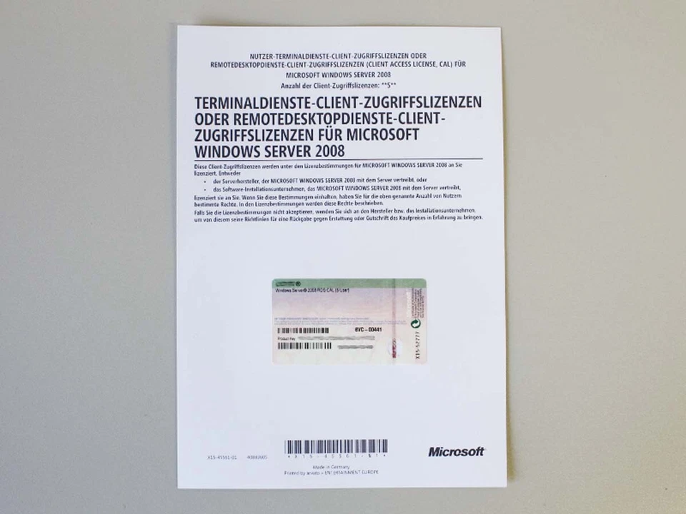 5 RDS-User-/Terminal Server-Benutzer-CALs für Windows 2008 R1 und R2 - Remote DT - Bild 1 von 1