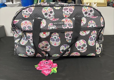 Betsey Johnson Carry-On 22in. Rolling Duffle Bag Skull Party Black  - Image 1 of 4