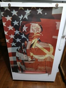 VIETNAM USA FLAG GAS MASK POSTER BY CRM, INC 24" x 36" DEAD STOCK 1960's WAR ETC - Picture 1 of 8
