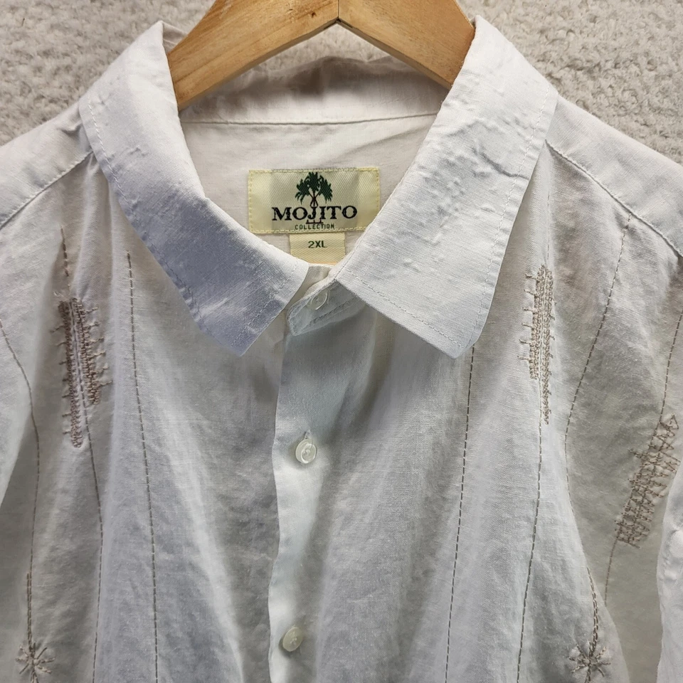 Camisa Botón Colección Mojito 2XL 100% Lino Yucatán Blanco Mexicano Panamá Cubano Foto 1 de 4