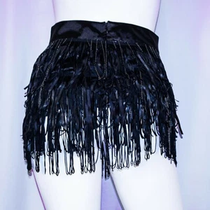TOV Holy G. Inc. Damen-Minirock schwarz Kette String Fransen asymmetrisch Größe S - Bild 1 von 10