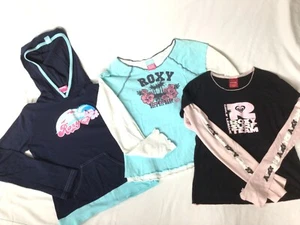 Lot of 3 Vintage Y2K Roxy Quiksilver Surf Logo Tee Shirt Long Sleeve Size Large - Picture 1 of 11