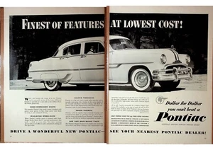 1950s Pontiac Chieftain "Finest Of Features At Lowest Cost" Vintage Print Ad - Picture 1 of 1