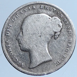 1856 UK Great Britain United Kingdom QUEEN VICTORIA Shilling Silver Coin i113671 - Picture 1 of 2