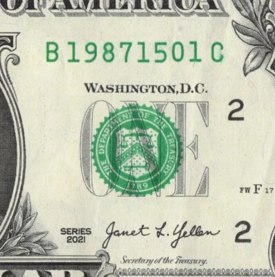 JAN 15 1987 Birthday Date Note Fancy Serial Number One Dollar Bill 1987 15 01 - Image 1 of 4