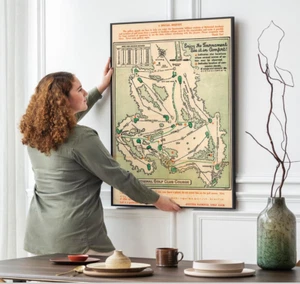 1954 Augusta National Golf Club Course - Golf Décor Wall Art - 4Th Day Broadside - Picture 1 of 8