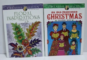Creative Haven Coloring Book Floral Inspirations Christmas Adult 2016 Lot of 2 - Picture 1 of 10