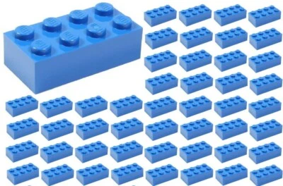 ☀️50x NEW LEGO 2x4 BLUE Bricks (ID 3001) BULK Parts star wars city Sky Ocean - Image 1 of 3