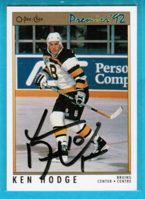Ken Hodge signed 1991/92 O-Pee-Chee Premier #41 Boston Bruins autographed - Image 1 of 2