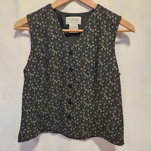 Vintage Talbots Petites Damengröße 4 schwarz/weiß geblümt Weste strukturiert Bürokleidung - Bild 1 von 5