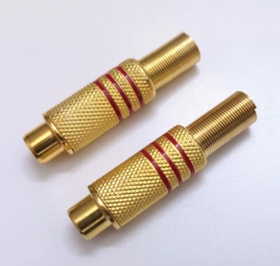 Conector RCA Hembra Para Soldar De Metal - Dorado Y Rojo - Pack De 2 Unidades - Imagen 1 de 2