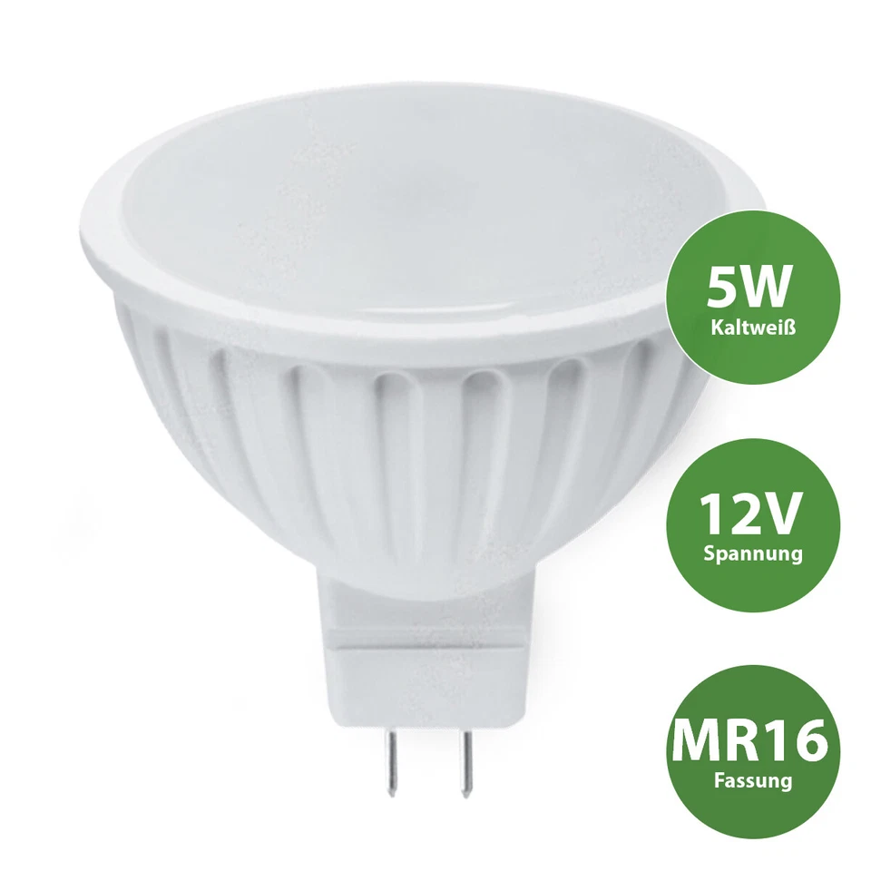 LED Leuchtmittel 12V Spot Einbau Lampe Strahler 5W kaltweiß 5300K GX GU 5.3 MR16 - Bild 1 von 1