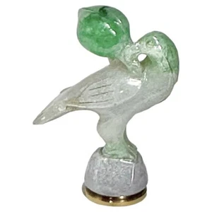 Vintage 18K Yellow Gold Wax Seal with Hand Carved Jade Bird Handle - Picture 1 of 9