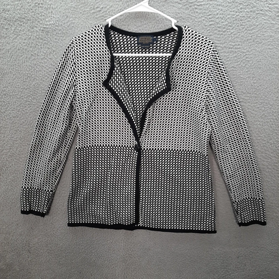 Рубашка Pendleton женская маленькая черная белая геометрическая опрятная зрелая легкая академическая - Изображение 1 из 4