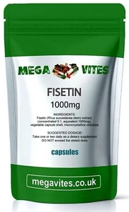 FISETIN EXTRACT CAPSULES 1000mg - CELLULAR HEALTH, LONGEVITY - MEGAVITES - Picture 1 of 2