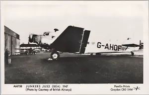 BEA BRITISH EUROPEAN AIRWAYS JUNKERS JU52 G-AHOF REAL PHOTO POSTCARD RPPC PAMLIN - Picture 1 of 2