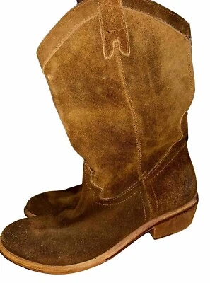 Botas de cuero marrón gamuza Bronx Western de moda talla 41 se adapta como 10 Foto 1 de 4