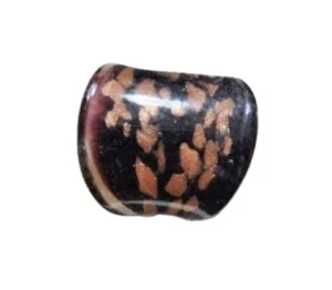 Vintage Kunst Mundgeblasen Glas Ring Braun Schwarz Gold Abstrakt Dick Größe 7,5 Handarbeit  - Bild 1 von 6