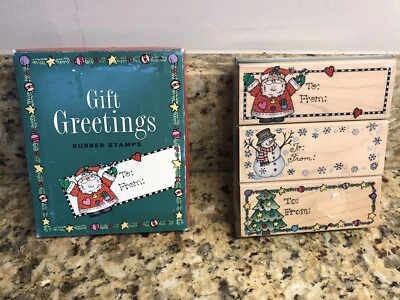 Estampillas de goma etiquetas de regalo de Navidad saludos héroe artes conjunto de 3 muñeco de nieve de Papá Noel Foto 1 de 3