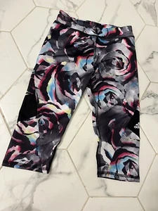 Adidas Girls Size 6 X Floral Capri Length Cropped Leggings NWOT - Picture 1 of 4