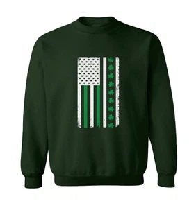 White American Flag With Shamrock Stripe - Irish Clover Toddler Crewneck Sweater - Picture 1 of 8