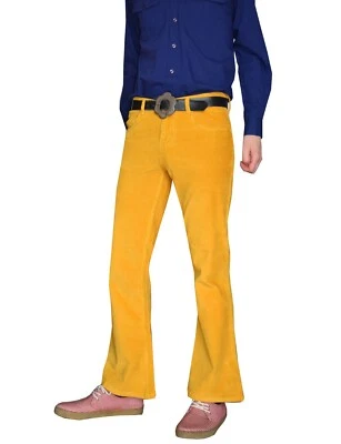 FLARES giallo senape uomo STRETCH fondo a campana cordoncino pantalone hippie vintage mod anni 60