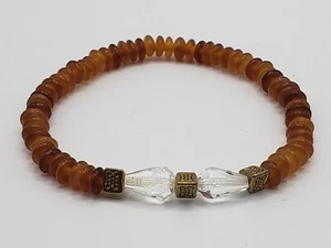 Brown Disk Style Beads With Crystal Drops Bracelet. ( Unisex) #53 - Picture 1 of 8